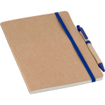 Libreta de cartón reciclado con bolígrafo A5 y hojas en blanco cuarta vista
