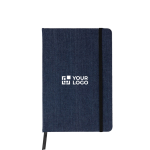 Libreta de tela vaquera con acabado casual A5 y hojas a rayas color azul vista de impresión