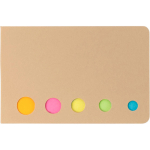 Porta memos de cartón con notas adhesivas surtidas para organización color marrón primera vista