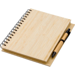 Libreta de bambú con bolígrafo tinta azul tamaño A5 y hojas a rayas primera vista