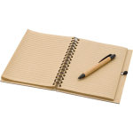 Libreta de bambú con bolígrafo tinta azul tamaño A5 y hojas a rayas segunda vista