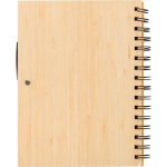 Libreta de bambú con bolígrafo tinta azul tamaño A5 y hojas a rayas quinta vista