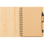 Libreta de bambú con bolígrafo tinta azul tamaño A5 y hojas a rayas sexta vista