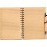 Libreta de bambú con bolígrafo tinta azul tamaño A5 y hojas a rayas séptima vista