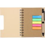 Libreta de bambú con notas adhesivas, bolígrafo y hojas a rayas tercera vista