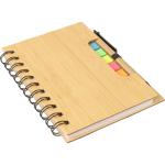 Libreta de bambú con notas adhesivas, bolígrafo y hojas a rayas quinta vista