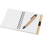 Libreta de bambú con notas adhesivas, bolígrafo y hojas a rayas séptima vista