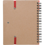 Libreta de papel reciclado con notas adhesivas, boli y hojas a rayas octava vista
