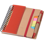 Libreta de papel reciclado con notas adhesivas, boli y hojas a rayas novena vista