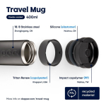 Vaso termo de acero inoxidable con mecanismo antigoteo Dopper 400ml color negro segunda vista
