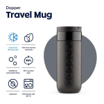 Vaso termo de acero inoxidable con mecanismo antigoteo Dopper 400ml color negro cuarta vista