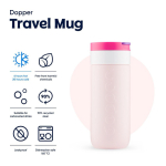 Vaso termo de acero inoxidable con mecanismo antigoteo Dopper 400ml color rosa cuarta vista