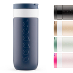 Vaso termo de acero inoxidable con mecanismo antigoteo Dopper 400ml color azul marino cuarta vista