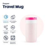 Vaso termo de viaje de acero inoxidable con tapa abatible Dopper 300ml color rosa primera vista