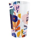 Vaso de plástico apilable con marcaje InMold tamaño grande 600ml color translúcido