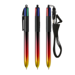 Bolígrafo de plástico con acabado estilo metálico y tinta 4 colores Flags BIC® color negro