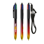 Bolígrafo de plástico con acabado estilo metálico y tinta 4 colores Flags BIC® color negro