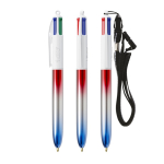 Bolígrafo de plástico con acabado estilo metálico y tinta 4 colores Flags BIC® color azul