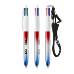 Bolígrafo de plástico con acabado estilo metálico y tinta 4 colores Flags BIC® color azul