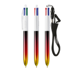 Bolígrafo de plástico con acabado estilo metálico y tinta 4 colores Flags BIC® color rojo