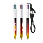 Bolígrafo de plástico con acabado estilo metálico y tinta 4 colores Flags BIC® color rojo