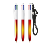 Bolígrafo de plástico con acabado estilo metálico y tinta 4 colores Flags BIC® color amarillo