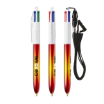 Bolígrafo de plástico con acabado estilo metálico y tinta 4 colores Flags BIC® color amarillo