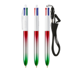 Bolígrafo de plástico con acabado estilo metálico y tinta 4 colores Flags BIC® color verde