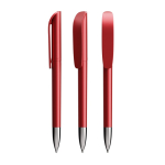 Bolígrafo de plástico recargable y tinta negra Super Clip Glacé BIC® color rojo