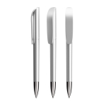 Bolígrafo de plástico recargable y tinta negra Super Clip Glacé BIC® color plateado