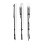 Bolígrafo de plástico recargable y tinta negra Super Clip Glacé BIC® color plateado