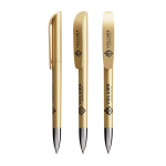 Bolígrafo de plástico recargable y tinta negra Super Clip Glacé BIC® color dorado