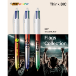 Bolígrafo de plástico con acabado metálico con tinta 4 colores Flags BIC®