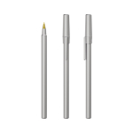 Bolígrafo de plástico diseño clásico y escritura negra Round Stic BIC® color plateado