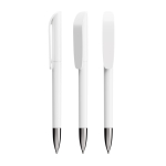 Bolígrafo de plástico con sección metálica cromada y tinta azul BIC® color blanco