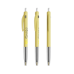 Bolígrafo de plástico retráctil y ergonómico con tinta azul BIC® color amarillo pastel