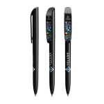 Bolígrafo de plástico con clip ancho y escritura azul BIC® color negro