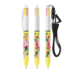 Bolígrafo de plástico con lanyard para colgar y tinta de 4 colores Sun BIC® color amarillo
