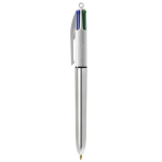 Bolígrafo de plástico de colores metálicos con tinta de 4 colores BIC® color plateado