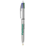 Bolígrafo de plástico de colores metálicos con tinta de 4 colores BIC® color plateado
