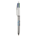 Bolígrafo de plástico de colores metálicos con tinta de 4 colores BIC® color plateado vista trasera