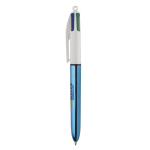 Bolígrafo de plástico de colores metálicos con tinta de 4 colores BIC® color azul cian vista trasera