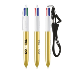 Bolígrafo de plástico acabado metálico y tinta de 4 colores Shine BIC®