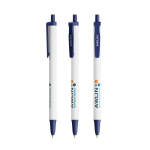 Bolígrafo de plástico reciclado con amplia impresión y tinta negra BIC® color azul marino