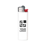 Mechero de plástico con diseño fino y llama estable BIC® J23 color blanco vista retrato
