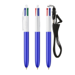 Bolígrafo de plástico con cinta para colgar y tinta de 4 colores BIC® color azul