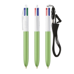 Bolígrafo de plástico con cinta para colgar y tinta de 4 colores BIC® color verde manzana