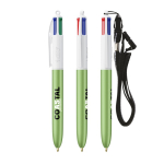 Bolígrafo de plástico con cinta para colgar y tinta de 4 colores BIC® color verde manzana