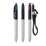 Bolígrafo de plástico con cinta para colgar y tinta de 4 colores BIC® color negro/gris