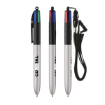 Bolígrafo de plástico con cinta para colgar y tinta de 4 colores BIC® color negro/gris